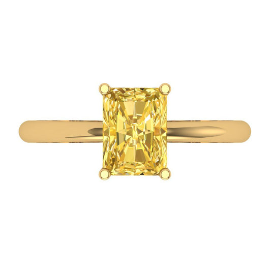 1.75 cttw Natural Citrine Solitaire  Engagement Ring - Solid Yellow Gold (VVS1, Radiant Cut,7.5x5.5mm)