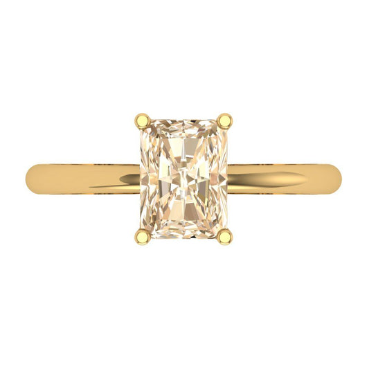 1.75 cttw Natural Morganite Solitaire  Engagement Ring - Solid Yellow Gold (VVS1, Radiant Cut,7.5x5.5mm)