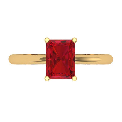 1.75 cttw Simulated Pink Tourmaline Solitaire  Engagement Ring - Solid Gold (Radiant Cut,7.5x5.5mm)