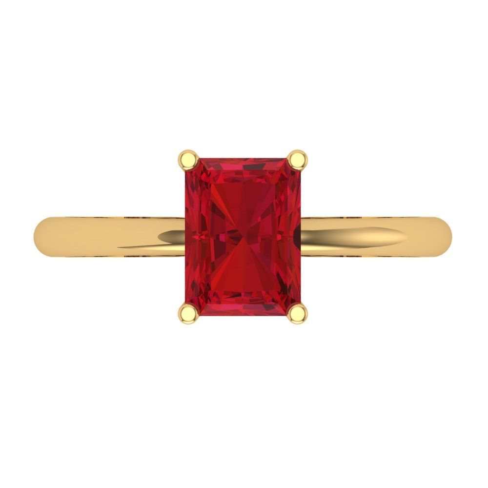1.75 cttw Simulated Ruby Solitaire  Engagement Ring - Solid Gold (Radiant Cut,7.5x5.5mm)