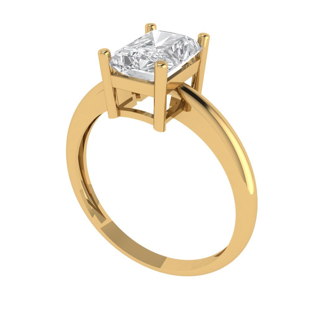 1.75 cttw Zirconia Simulated Diamond Solitaire  Engagement Ring - Solid Gold (VVS1, Radiant Cut,7.5x5.5mm)
