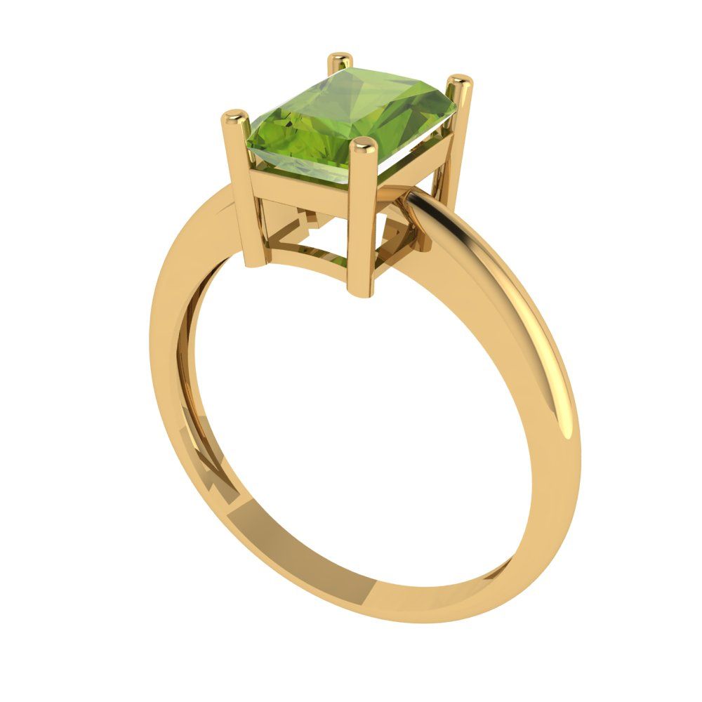 1.75 cttw Natural Peridot Solitaire  Engagement Ring - Solid Gold (Radiant Cut,7.5x5.5mm)