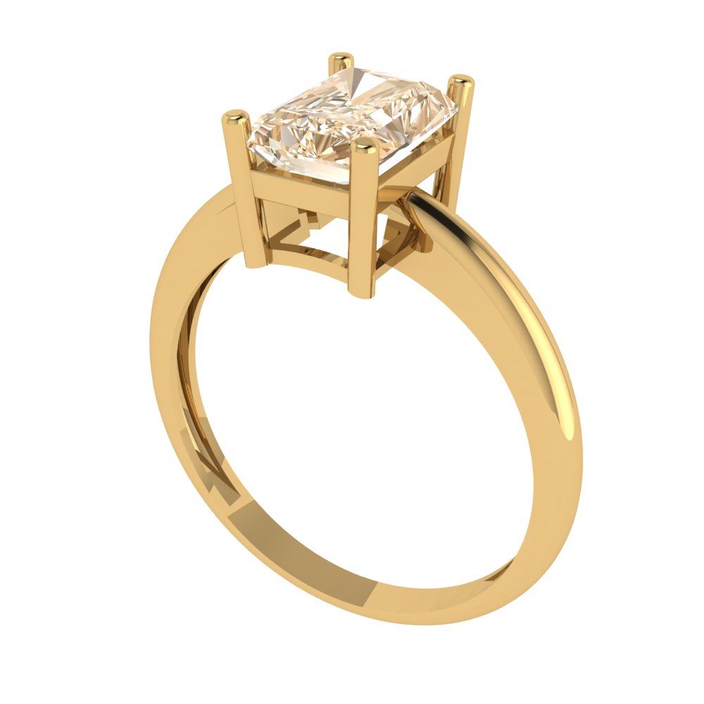 1.75 cttw Natural Morganite Solitaire  Engagement Ring - Solid Gold (Radiant Cut,7.5x5.5mm)