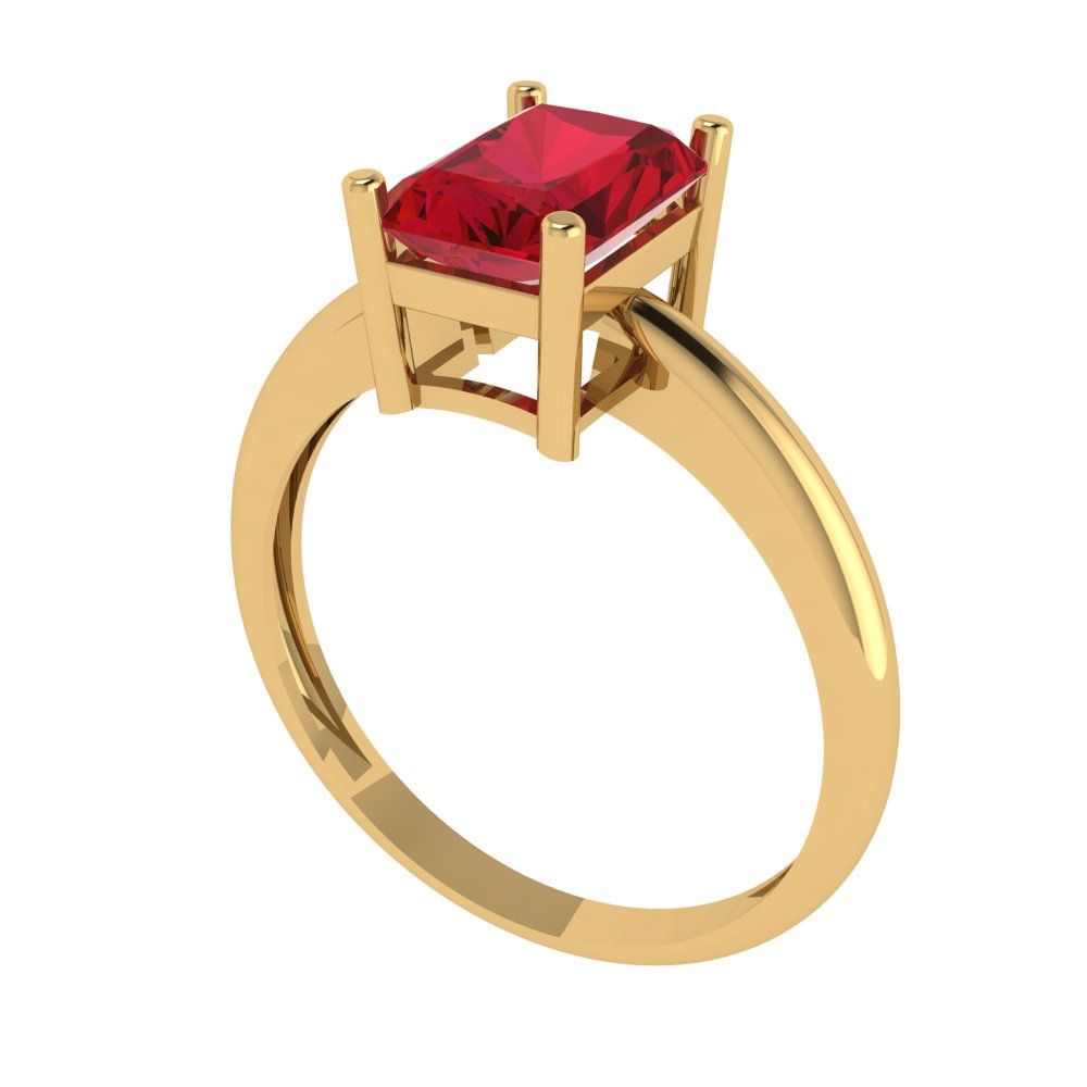 1.75 cttw Simulated Pink Tourmaline Solitaire  Engagement Ring - Solid Gold (Radiant Cut,7.5x5.5mm)