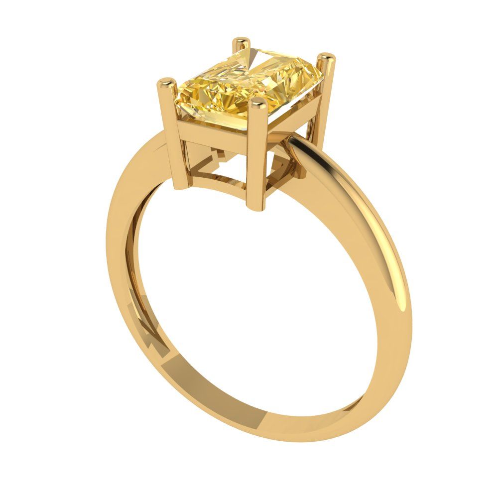 1.75 cttw Natural Citrine Solitaire  Engagement Ring - Solid Gold (Radiant Cut,7.5x5.5mm)
