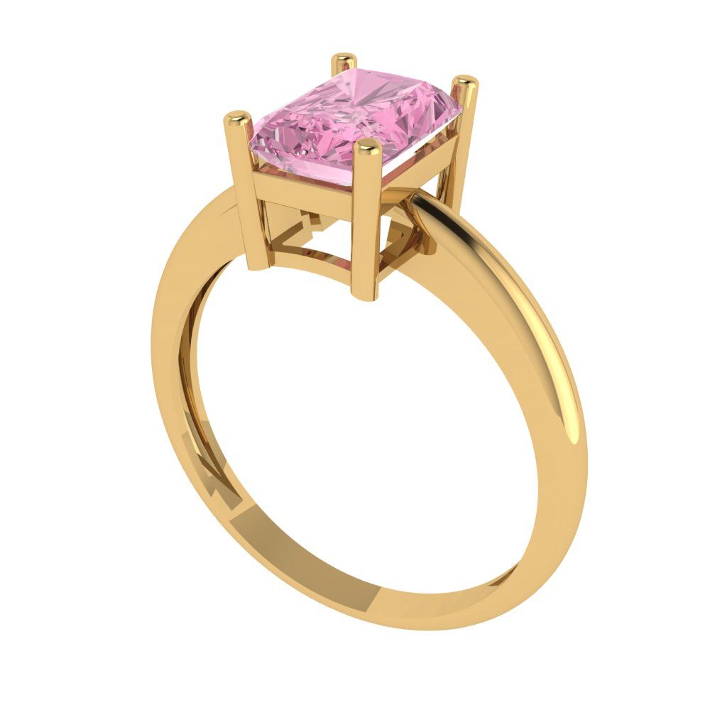 1.75 cttw Zirconia Simulated Pink Diamond Solitaire  Engagement Ring - Solid Gold (VVS1, Radiant Cut,7.5x5.5mm)