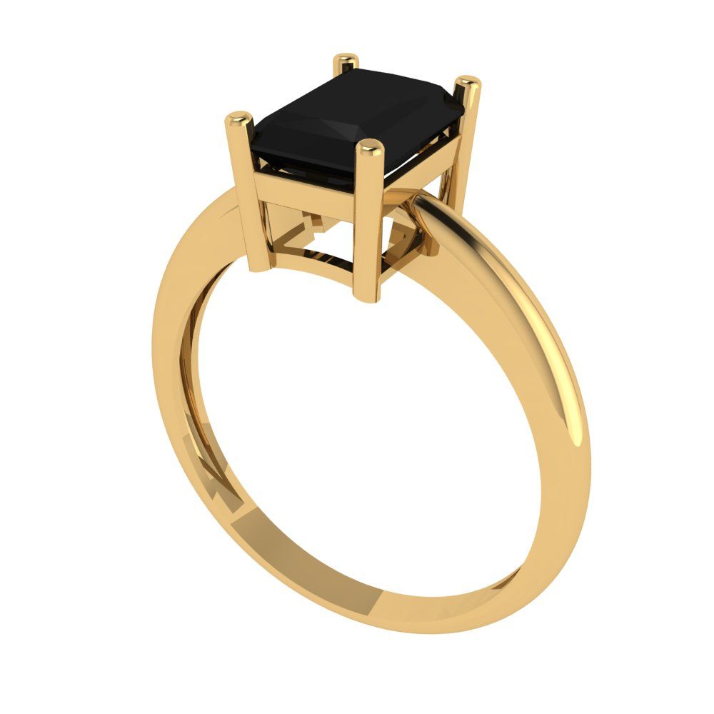1.75 cttw Natural Onyx Solitaire  Engagement Ring - Solid Gold (Radiant Cut,7.5x5.5mm)