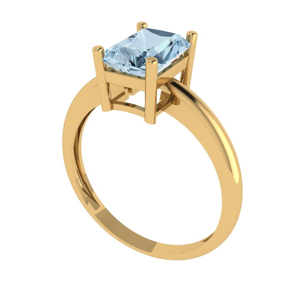 1.75 cttw Natural Swiss Blue Topaz Solitaire  Engagement Ring - Solid Gold (Radiant Cut,7.5x5.5mm)
