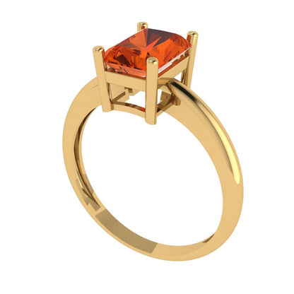 1.75 cttw Zirconia Simulated Red Diamond Solitaire  Engagement Ring - Solid Gold (VVS1, Radiant Cut,7.5x5.5mm)