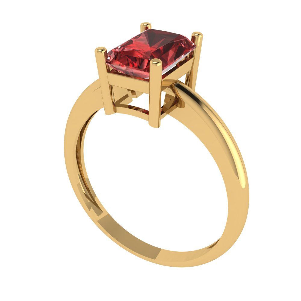 1.75 cttw Natural Garnet Solitaire  Engagement Ring - Solid Gold (Radiant Cut,7.5x5.5mm)