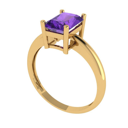 1.75 cttw Natural Amethyst Solitaire  Engagement Ring - Solid Gold (Radiant Cut,7.5x5.5mm)