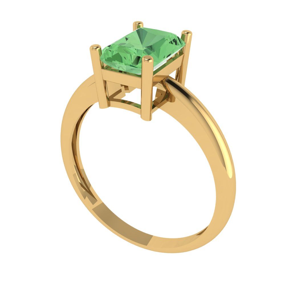 1.75 cttw Zirconia Simulated Green Diamond Solitaire  Engagement Ring - Solid Gold (VVS1, Radiant Cut,7.5x5.5mm)