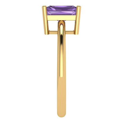 1.75 cttw Simulated Alexandrite Solitaire  Engagement Ring - Solid Gold (Radiant Cut,7.5x5.5mm)