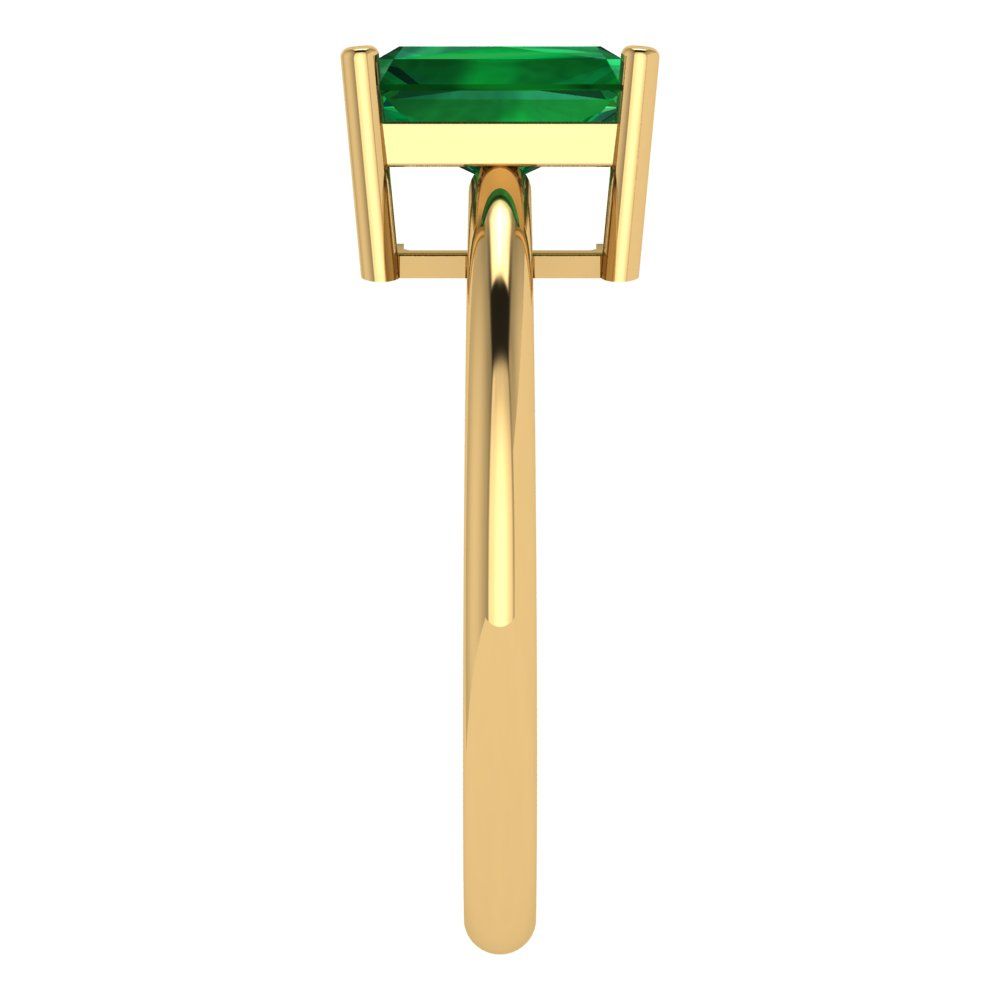 1.75 cttw Simulated Emerald Solitaire  Engagement Ring - Solid Gold (Radiant Cut,7.5x5.5mm)