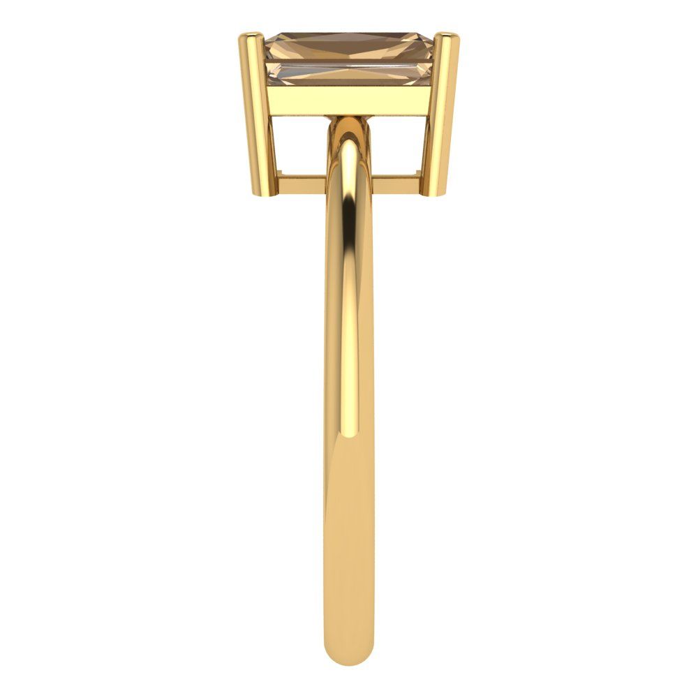 1.75 cttw Zirconia Simulated Champagne Diamond Solitaire  Engagement Ring - Solid Gold (VVS1, Radiant Cut,7.5x5.5mm)