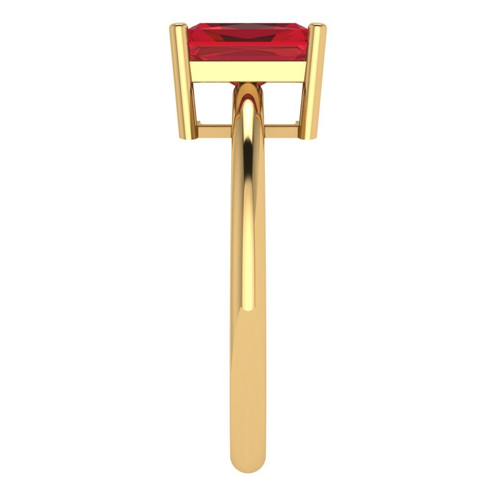 1.75 cttw Simulated Ruby Solitaire  Engagement Ring - Solid Gold (Radiant Cut,7.5x5.5mm)