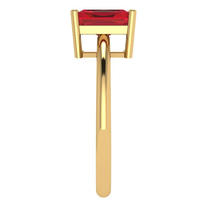 1.75 cttw Simulated Ruby Solitaire  Engagement Ring - Solid Gold (Radiant Cut,7.5x5.5mm)