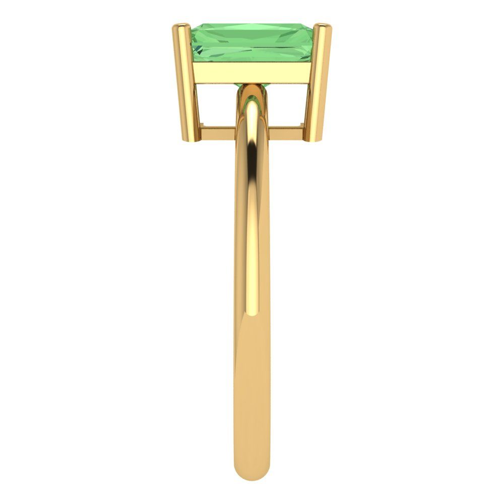 1.75 cttw Zirconia Simulated Green Diamond Solitaire  Engagement Ring - Solid Gold (VVS1, Radiant Cut,7.5x5.5mm)