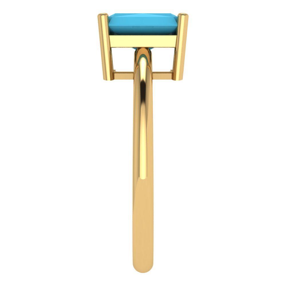 1.75 cttw Simulated Turquoise Solitaire  Engagement Ring - Solid Gold (Radiant Cut,7.5x5.5mm)