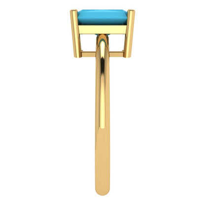 1.75 cttw Simulated Turquoise Solitaire  Engagement Ring - Solid Gold (Radiant Cut,7.5x5.5mm)