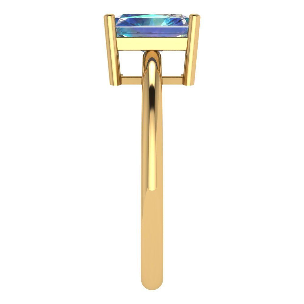 1.75 cttw Blue Moissanite Solitaire  Engagement Ring - Solid Gold (Radiant Cut,7.5x5.5mm)