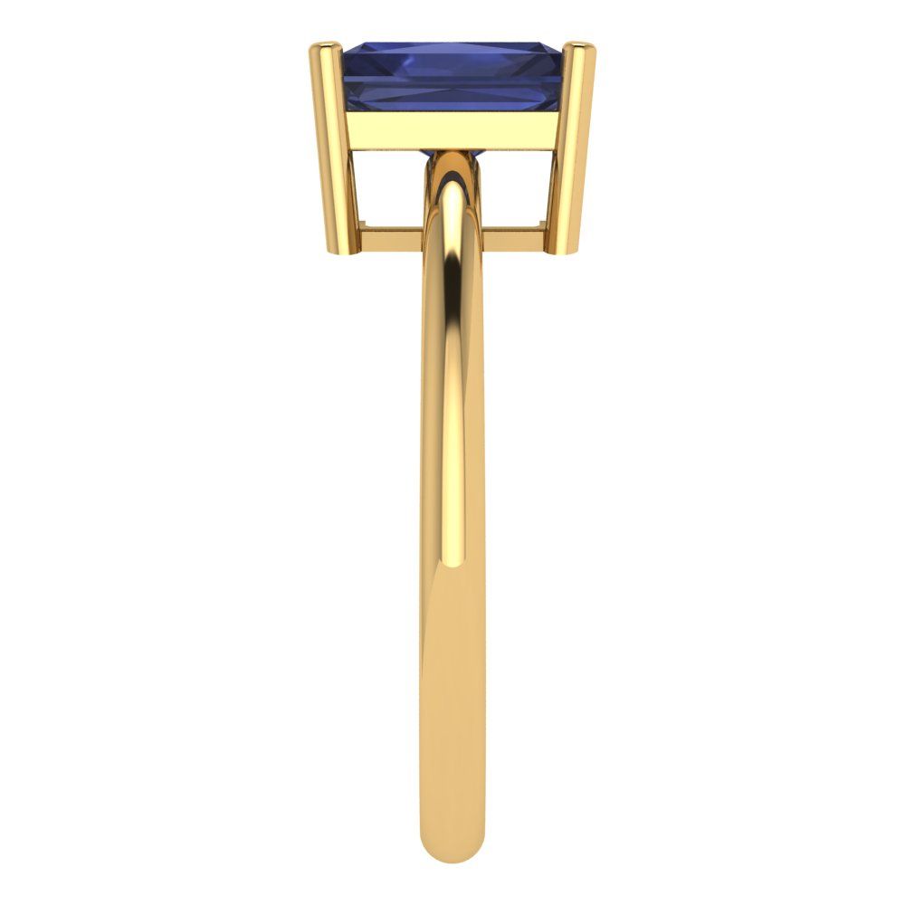 1.75 cttw Simulated Blue Sapphire Solitaire  Engagement Ring - Solid Gold (Radiant Cut,7.5x5.5mm)