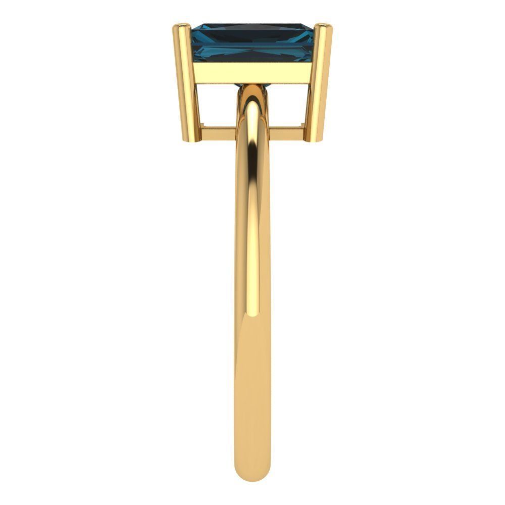 1.75 cttw Natural London Blue Topaz Solitaire  Engagement Ring - Solid Gold (Radiant Cut,7.5x5.5mm)