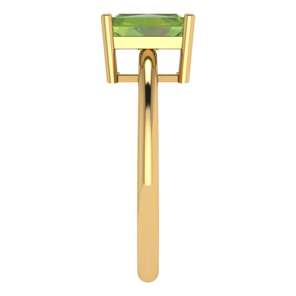 1.75 cttw Natural Peridot Solitaire  Engagement Ring - Solid Gold (Radiant Cut,7.5x5.5mm)
