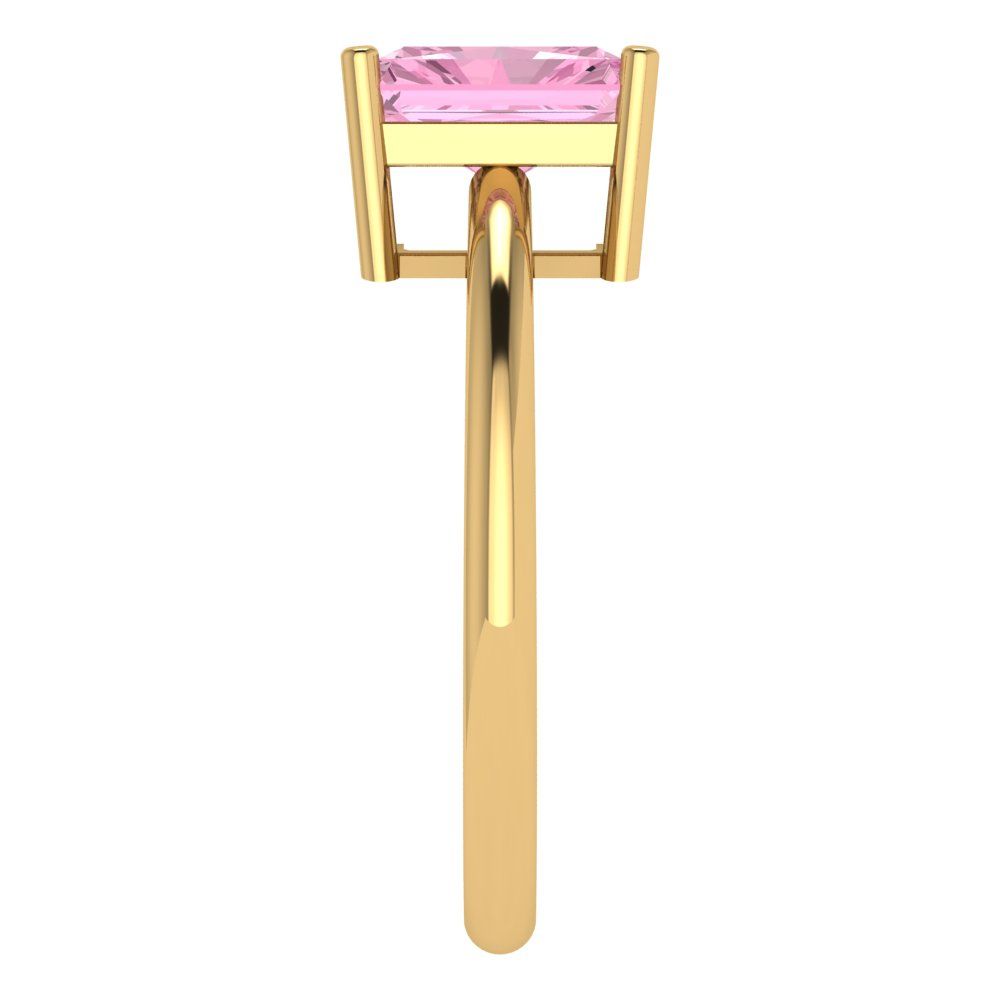 1.75 cttw Zirconia Simulated Pink Diamond Solitaire  Engagement Ring - Solid Gold (VVS1, Radiant Cut,7.5x5.5mm)