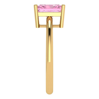 1.75 cttw Zirconia Simulated Pink Diamond Solitaire  Engagement Ring - Solid Gold (VVS1, Radiant Cut,7.5x5.5mm)