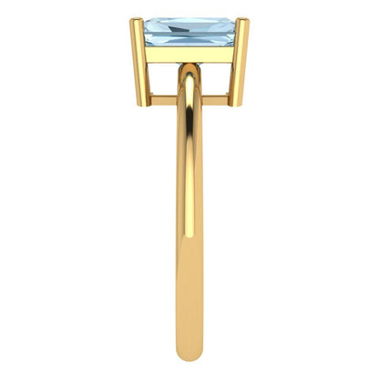 1.75 cttw Natural Sky Blue Topaz Solitaire  Engagement Ring - Solid Gold (Radiant Cut,7.5x5.5mm)