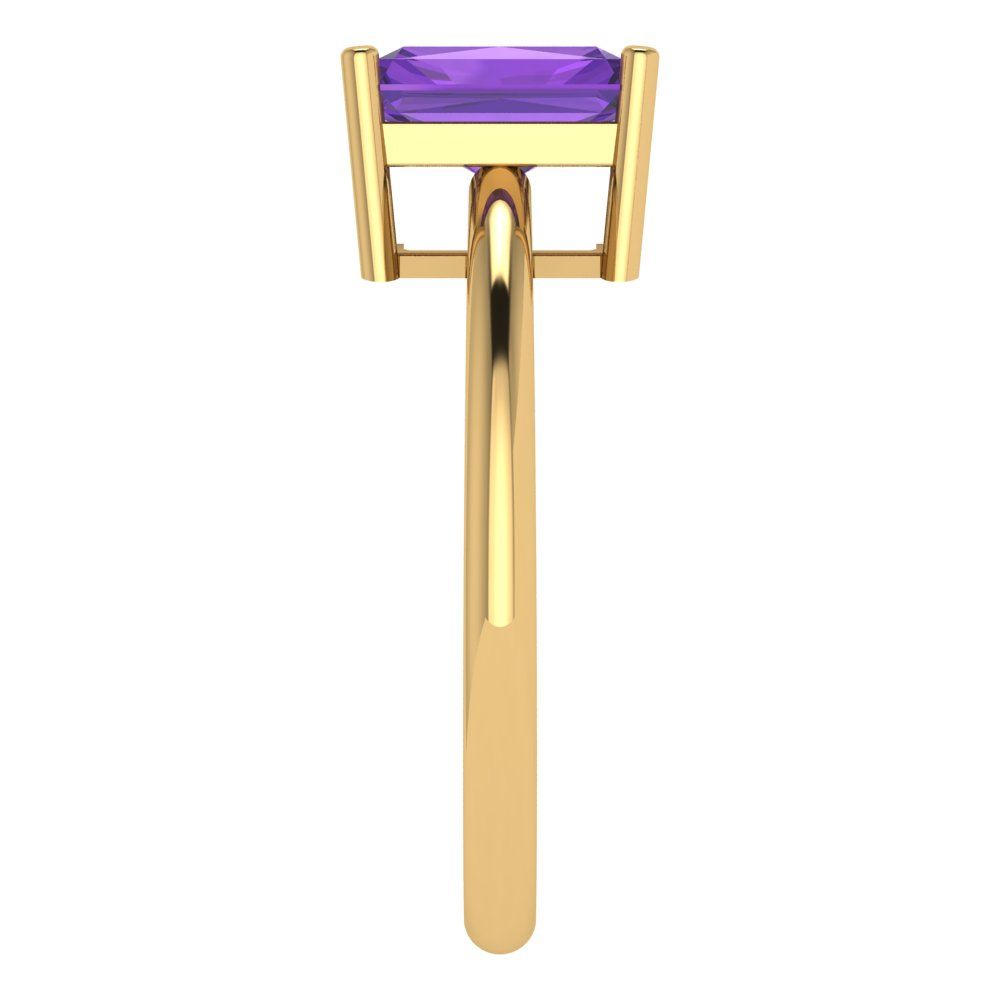 1.75 cttw Natural Amethyst Solitaire  Engagement Ring - Solid Gold (Radiant Cut,7.5x5.5mm)