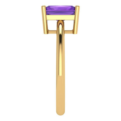 1.75 cttw Natural Amethyst Solitaire  Engagement Ring - Solid Gold (Radiant Cut,7.5x5.5mm)