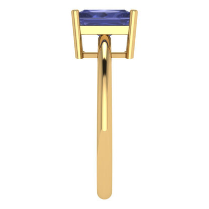 1.75 cttw Simulated Tanzanite Solitaire  Engagement Ring - Solid Gold (Radiant Cut,7.5x5.5mm)