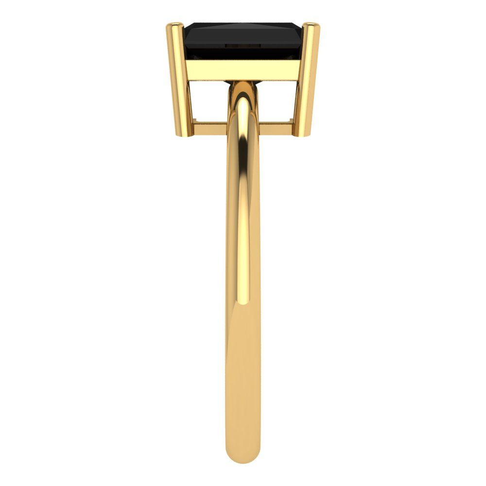 1.75 cttw Natural Onyx Solitaire  Engagement Ring - Solid Gold (Radiant Cut,7.5x5.5mm)