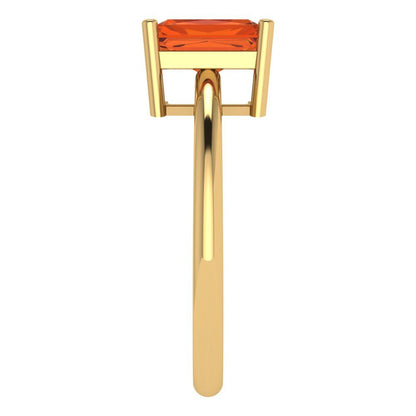 1.75 cttw Zirconia Simulated Red Diamond Solitaire  Engagement Ring - Solid Gold (VVS1, Radiant Cut,7.5x5.5mm)