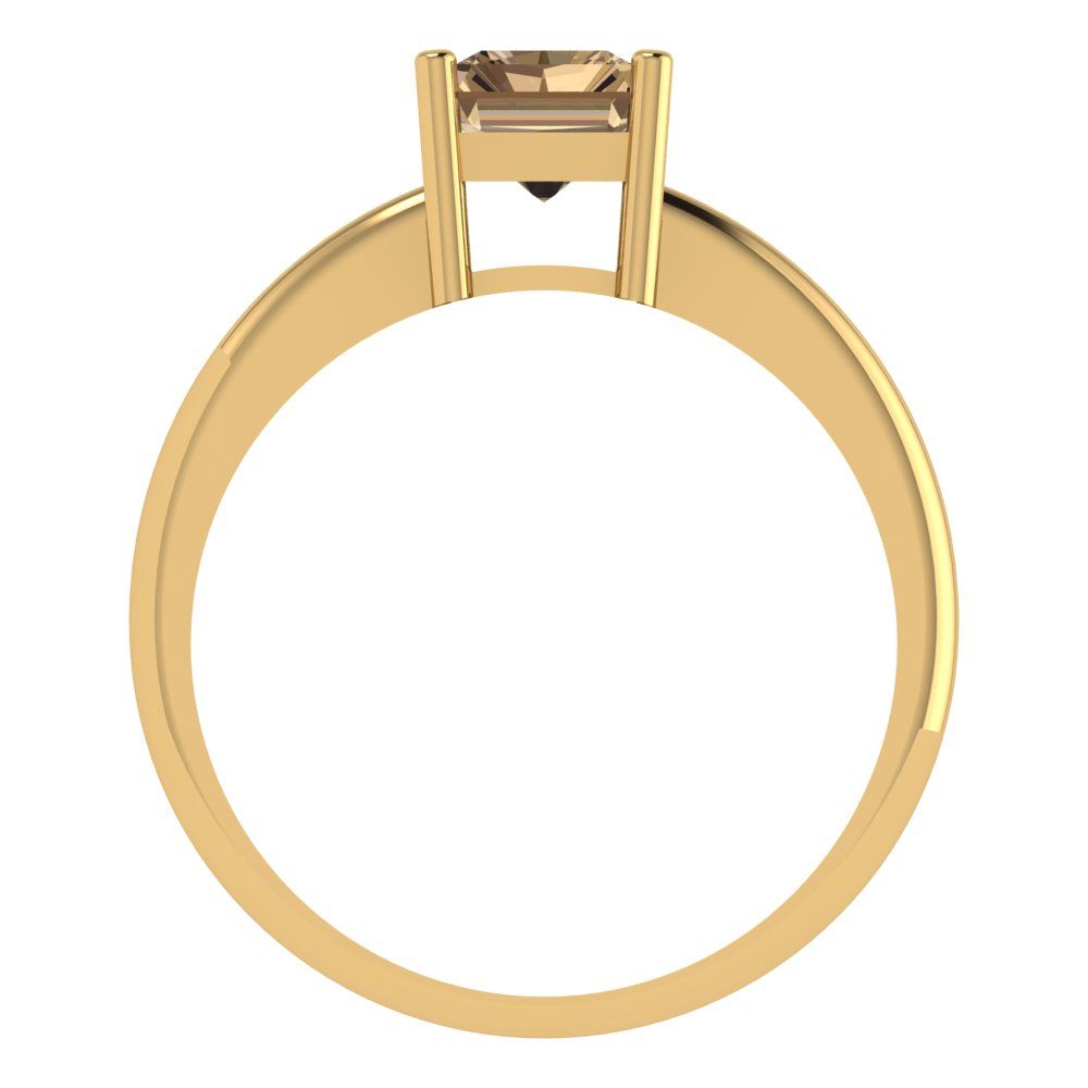 1.75 cttw Zirconia Simulated Champagne Diamond Solitaire  Engagement Ring - Solid Gold (VVS1, Radiant Cut,7.5x5.5mm)