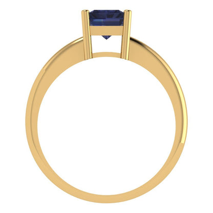 1.75 cttw Simulated Blue Sapphire Solitaire  Engagement Ring - Solid Gold (Radiant Cut,7.5x5.5mm)