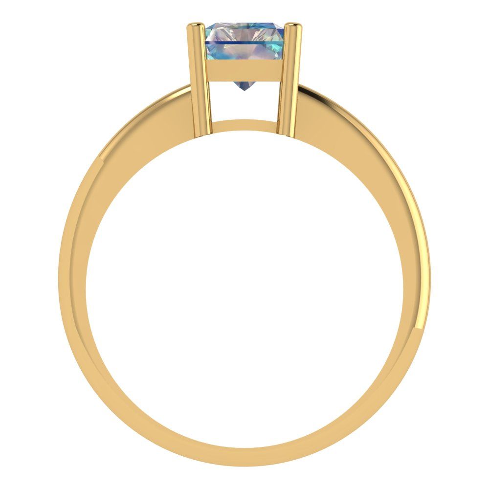 1.75 cttw Blue Moissanite Solitaire  Engagement Ring - Solid Gold (Radiant Cut,7.5x5.5mm)