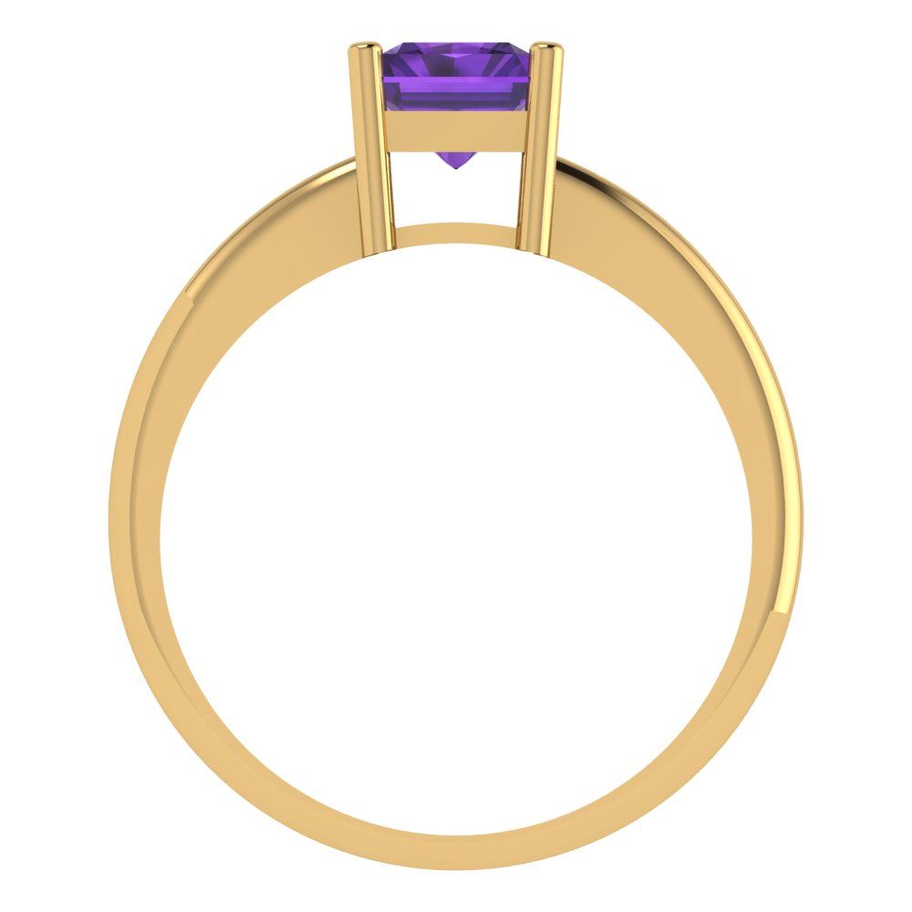 1.75 cttw Natural Amethyst Solitaire  Engagement Ring - Solid Gold (Radiant Cut,7.5x5.5mm)