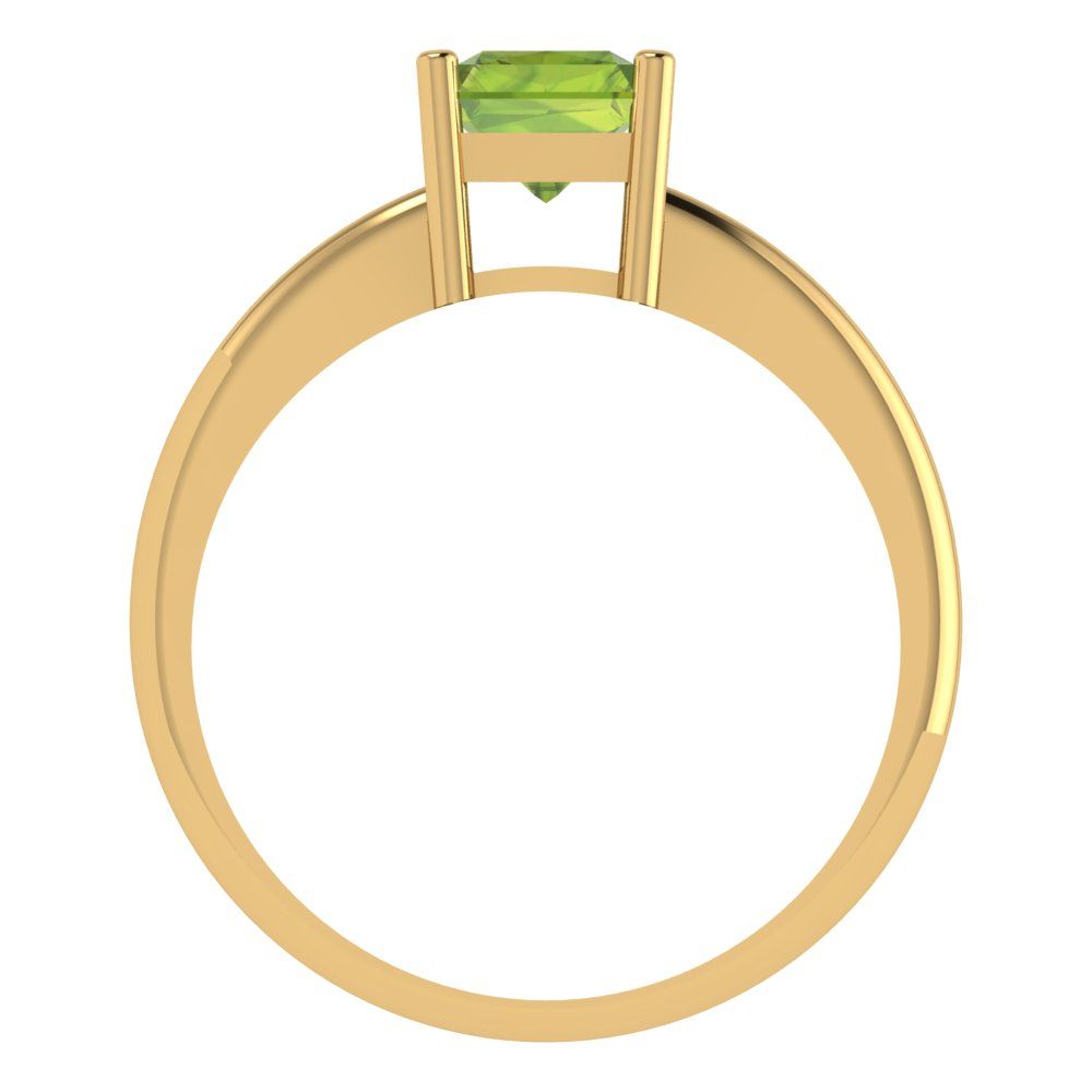 1.75 cttw Natural Peridot Solitaire  Engagement Ring - Solid Gold (Radiant Cut,7.5x5.5mm)