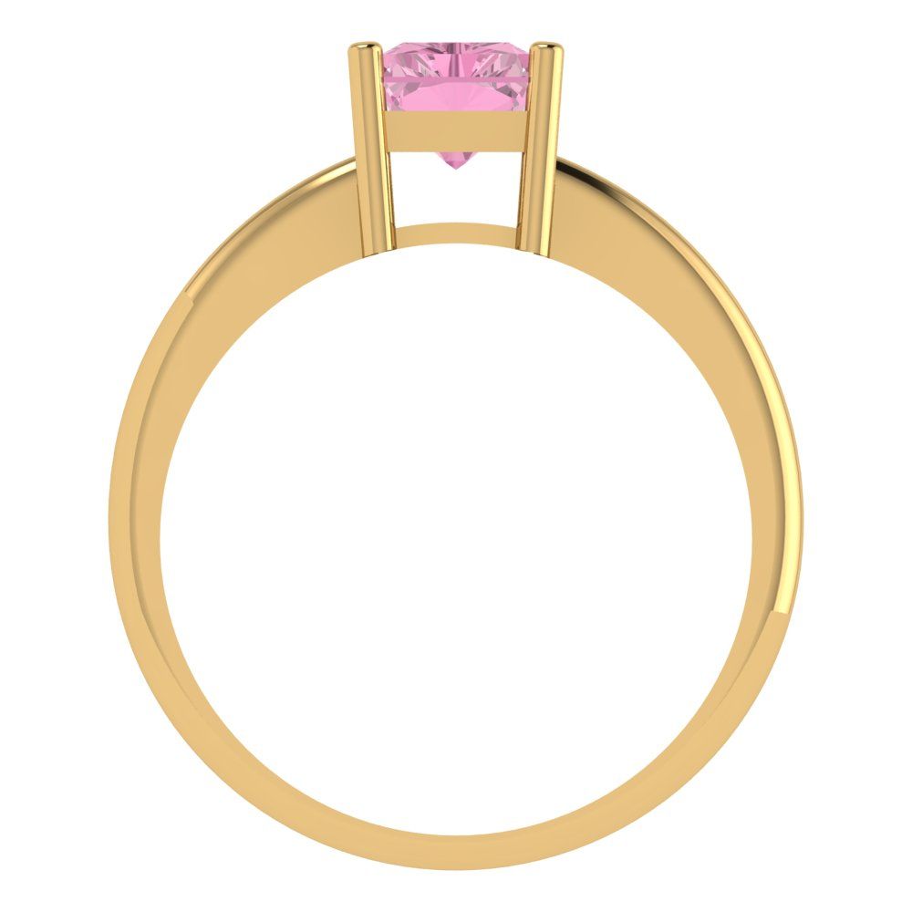 1.75 cttw Zirconia Simulated Pink Diamond Solitaire  Engagement Ring - Solid Gold (VVS1, Radiant Cut,7.5x5.5mm)