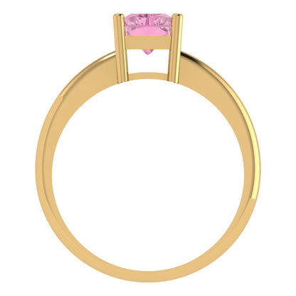 1.75 cttw Zirconia Simulated Pink Diamond Solitaire  Engagement Ring - Solid Gold (VVS1, Radiant Cut,7.5x5.5mm)