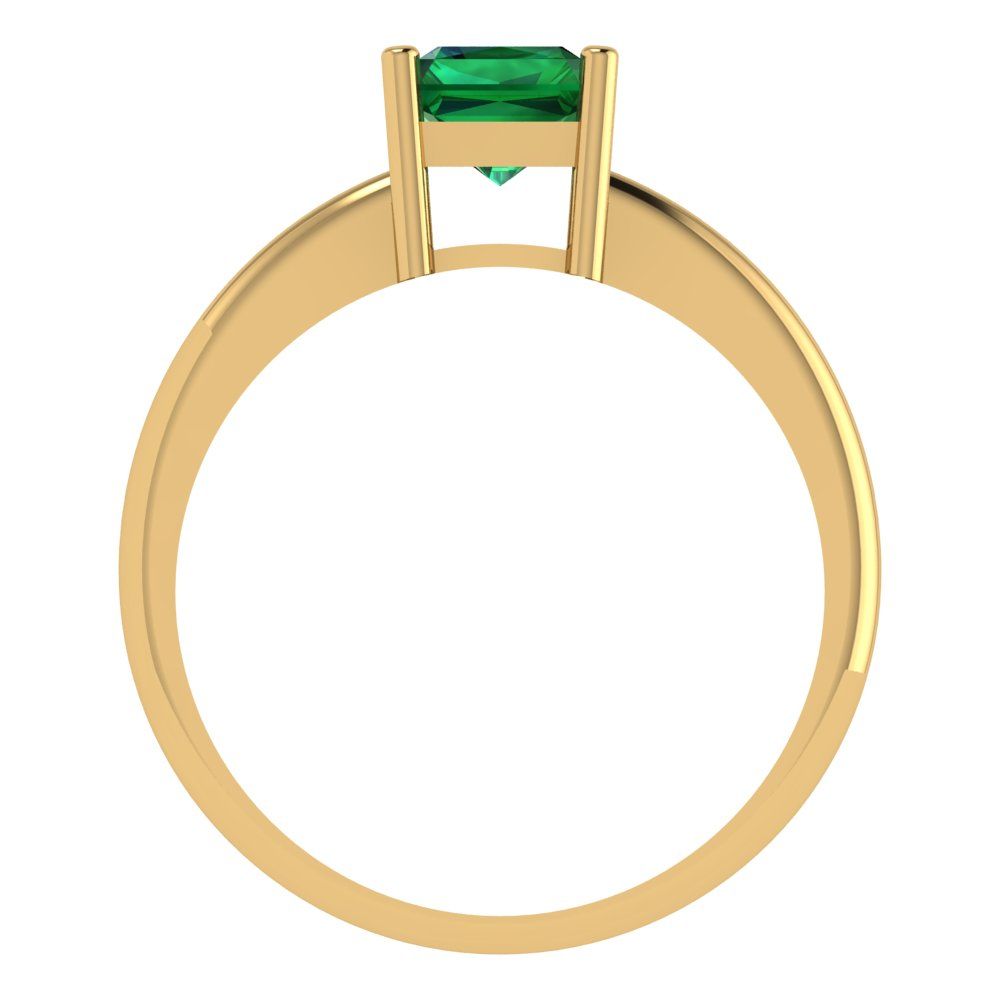 1.75 cttw Simulated Emerald Solitaire  Engagement Ring - Solid Gold (Radiant Cut,7.5x5.5mm)