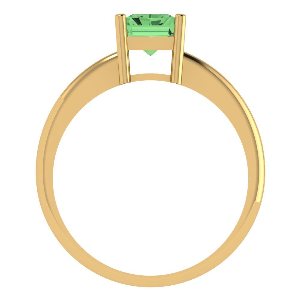 1.75 cttw Zirconia Simulated Green Diamond Solitaire  Engagement Ring - Solid Gold (VVS1, Radiant Cut,7.5x5.5mm)