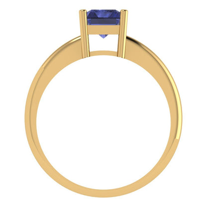 1.75 cttw Simulated Tanzanite Solitaire  Engagement Ring - Solid Gold (Radiant Cut,7.5x5.5mm)