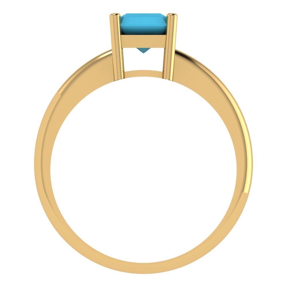 1.75 cttw Simulated Turquoise Solitaire  Engagement Ring - Solid Gold (Radiant Cut,7.5x5.5mm)