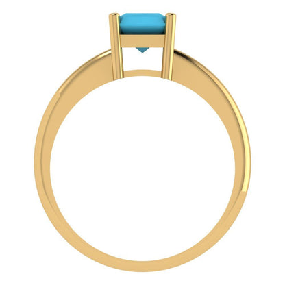 1.75 cttw Simulated Turquoise Solitaire  Engagement Ring - Solid Gold (Radiant Cut,7.5x5.5mm)
