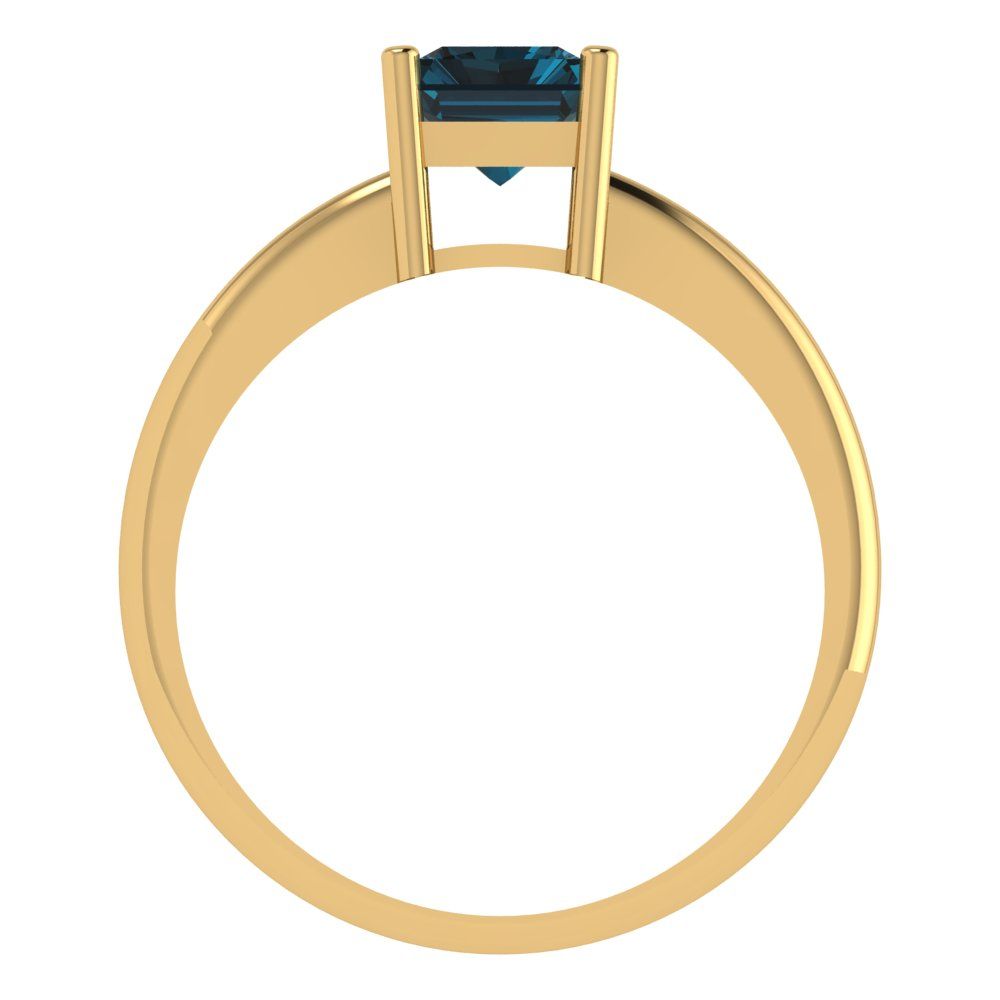 1.75 cttw Natural London Blue Topaz Solitaire  Engagement Ring - Solid Gold (Radiant Cut,7.5x5.5mm)