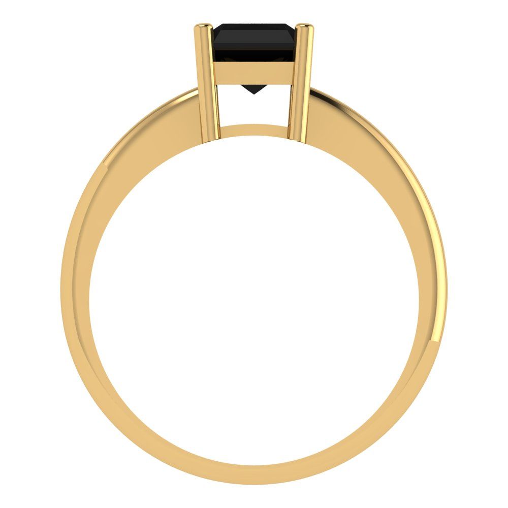 1.75 cttw Natural Onyx Solitaire  Engagement Ring - Solid Gold (Radiant Cut,7.5x5.5mm)